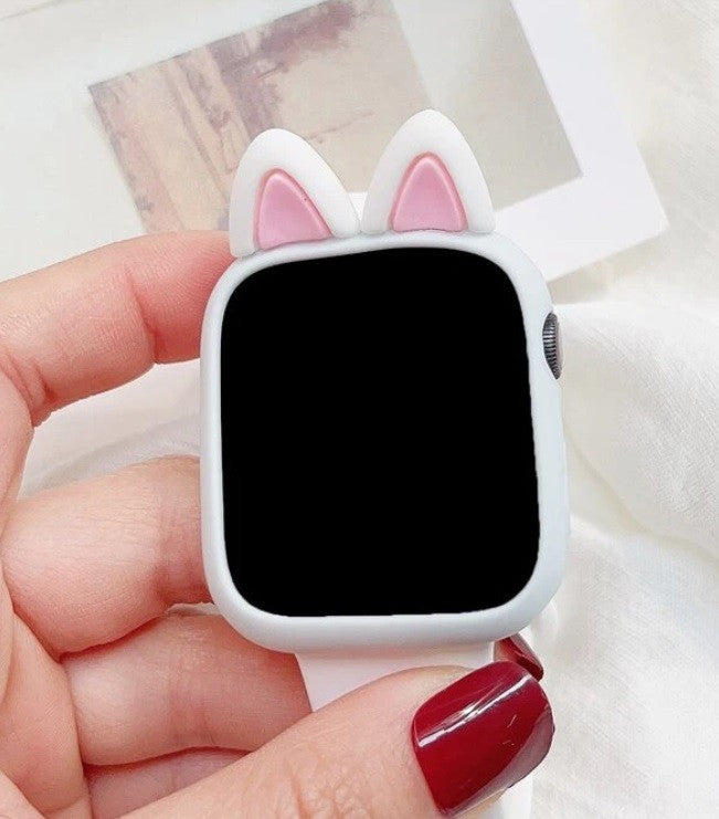 1pc Silicone Cartoon Ear Case Compatible With Apple Watch