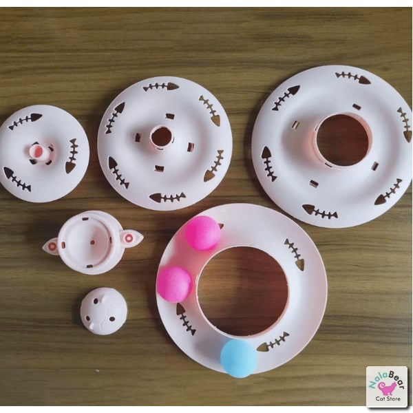 3 Tier Turntable Cat Toy - 20 cm (Pink or Blue)