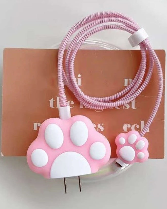 4pcs Paw Head Cover & Data Cable Protector Set