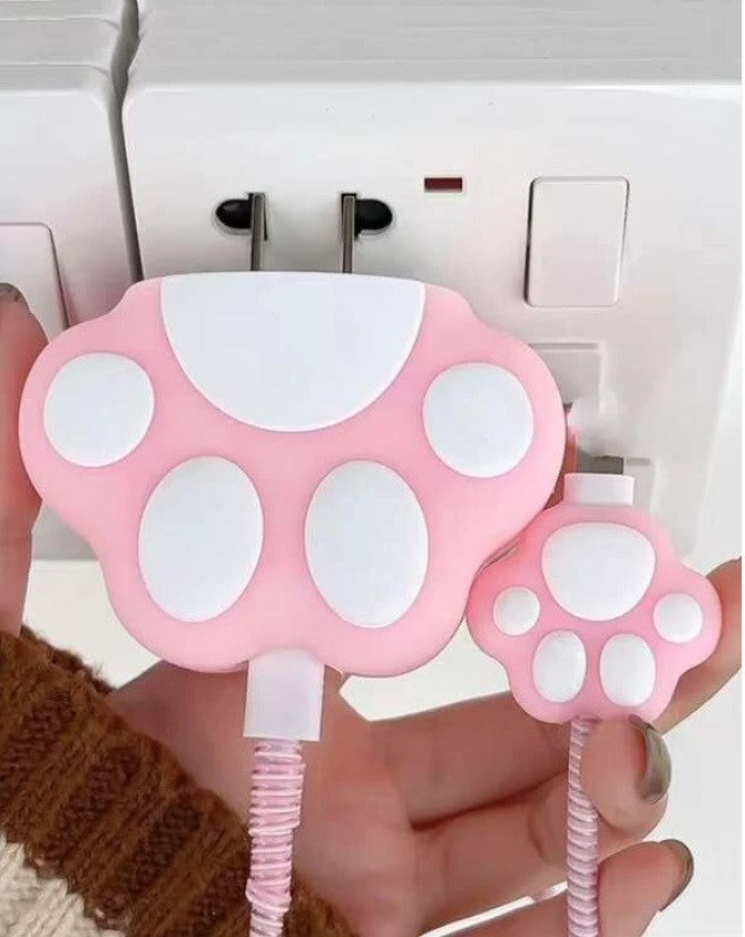 4pcs Paw Head Cover & Data Cable Protector Set