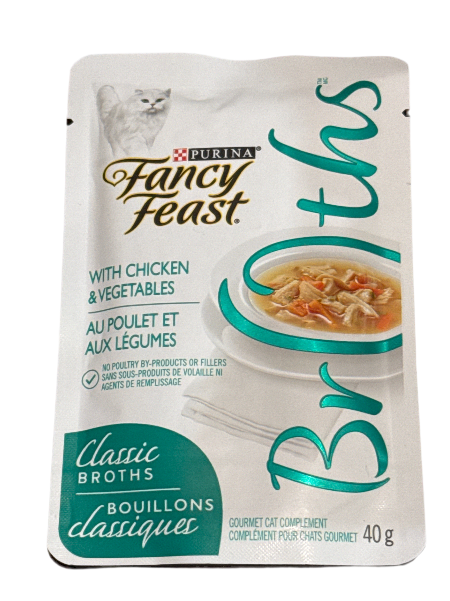 Fancy Feast Broths - Classic with Chicken & Vegetables in a decadent silky broth