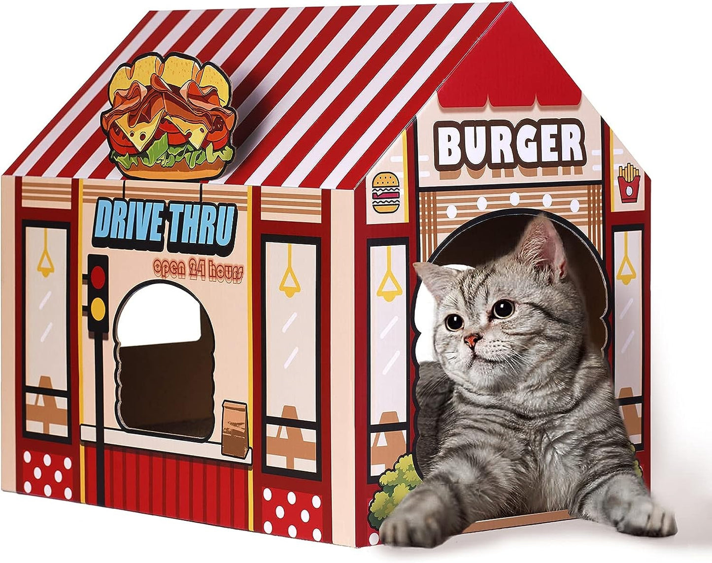 Burger Joint - Cardboard Cat House with Scratcher/Catnip