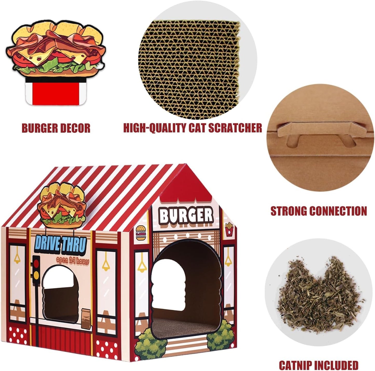 Burger Joint - Cardboard Cat House with Scratcher/Catnip