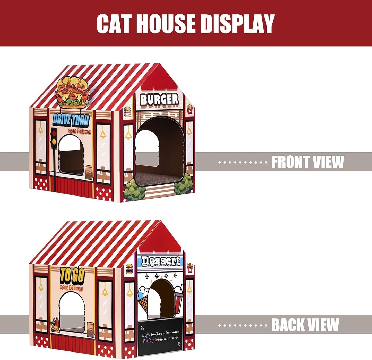 Burger Joint - Cardboard Cat House with Scratcher/Catnip