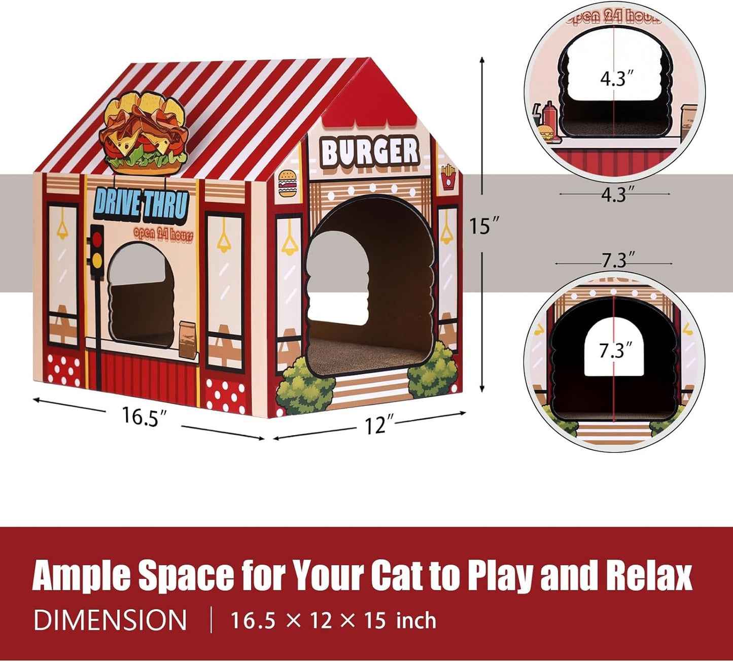 Burger Joint - Cardboard Cat House with Scratcher/Catnip