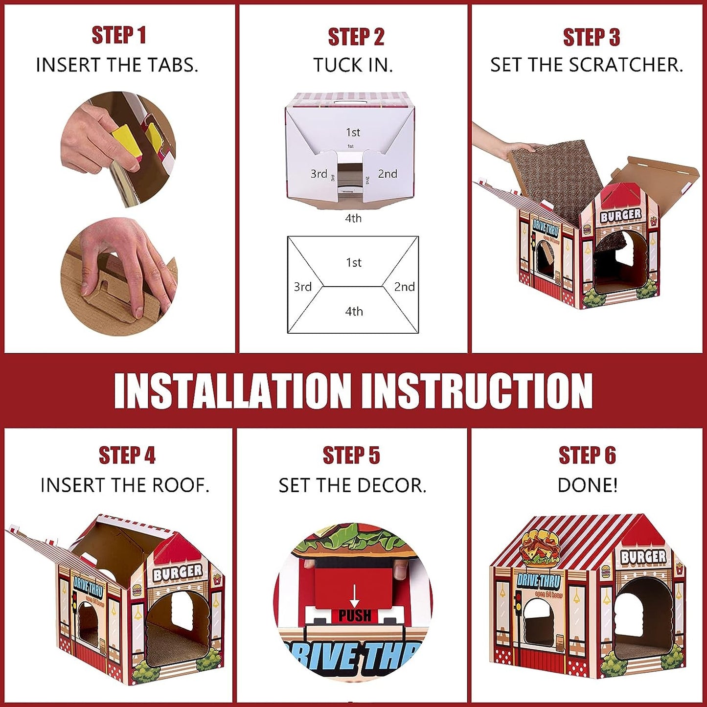 Burger Joint - Cardboard Cat House with Scratcher/Catnip