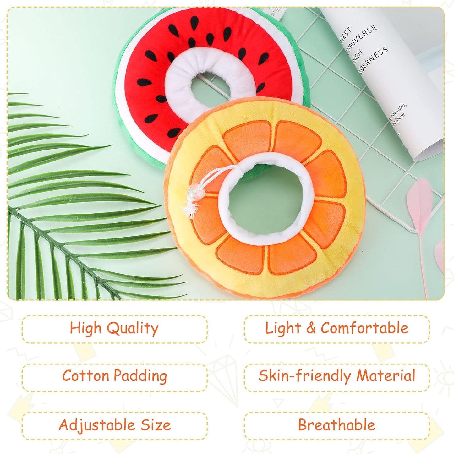 Recovery Cone Elizabethan Collar Orange Slice/ Watermelon