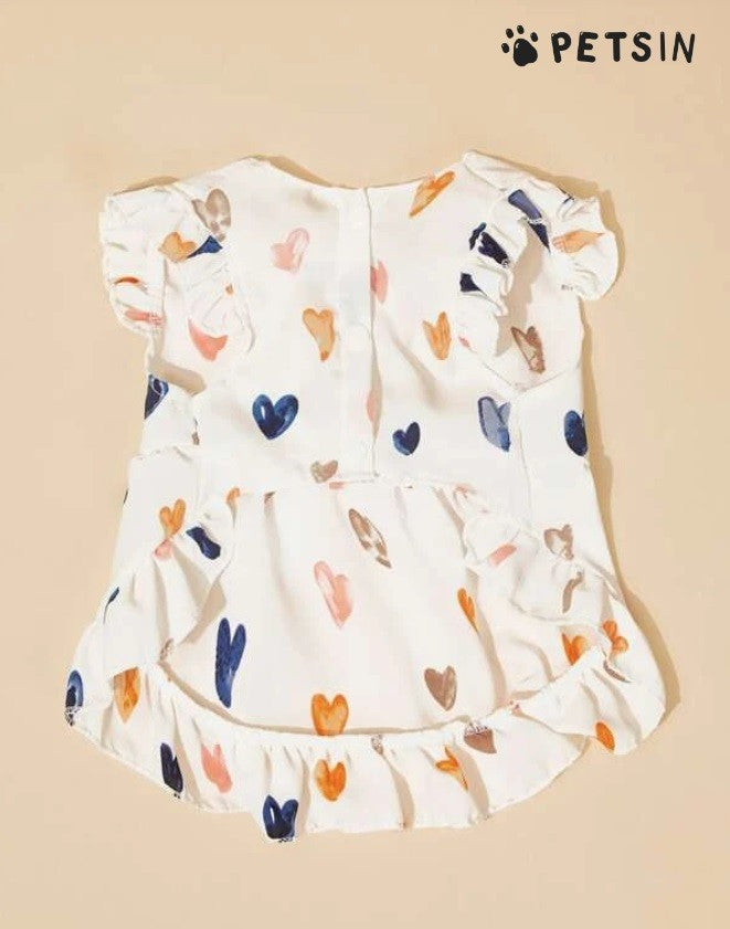 Heart Print Pet Dress - XS