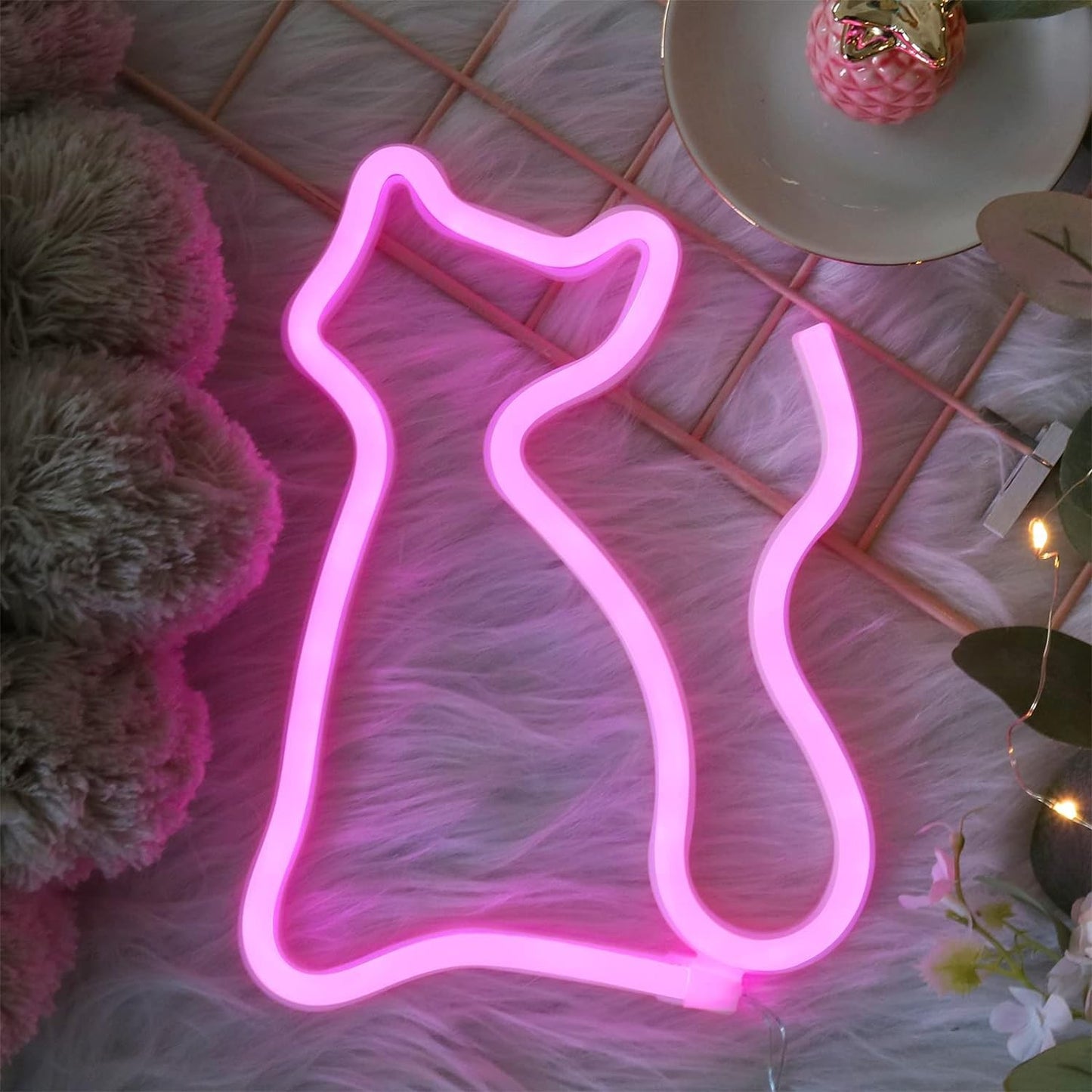 LED Cat Pink Neon Sign