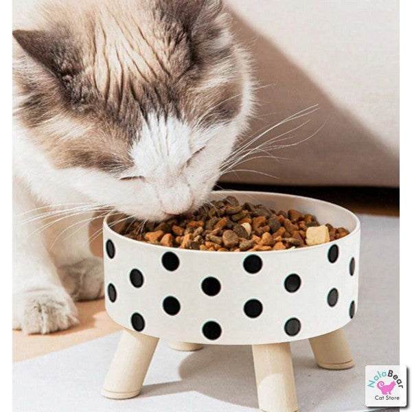 High Feeding Dish / Raised Cat Bowl (Polka Dot / Checkered)