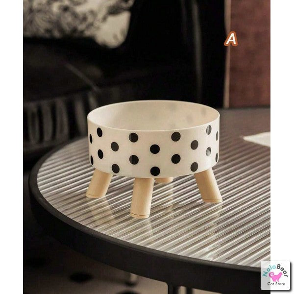 High Feeding Dish / Raised Cat Bowl (Polka Dot / Checkered)