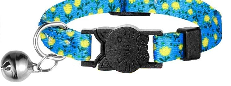 Summer Cat collar - Blue with yellow flowers