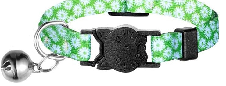 Summer Cat collar -Green with flowers