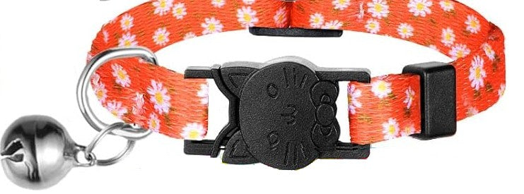 Summer Cat collar - Orange with white flowers
