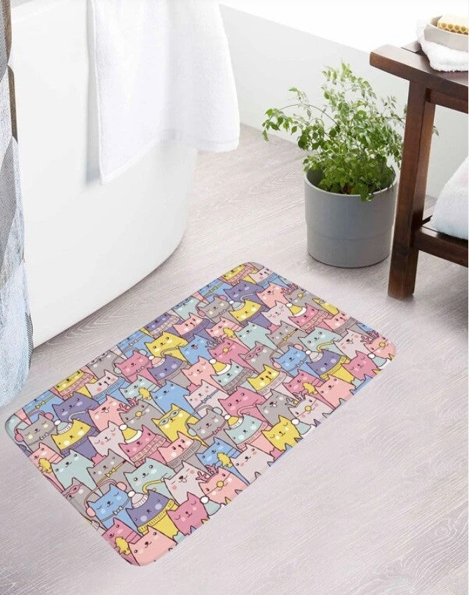 3pc Bathroom Mat Set - Cat Print