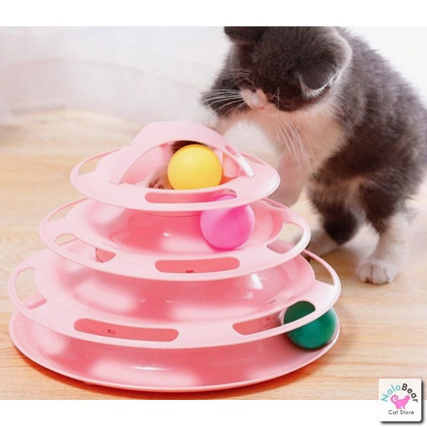 4 Tier Turntable Cat Toy Pink