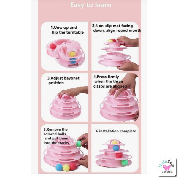 4 Tier Turntable Cat Toy Pink