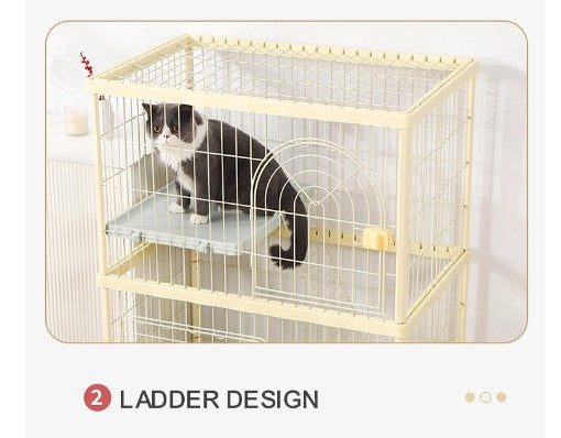 2 Tier Kitty Enclosure with Enclosed Litterbox (Yellow)