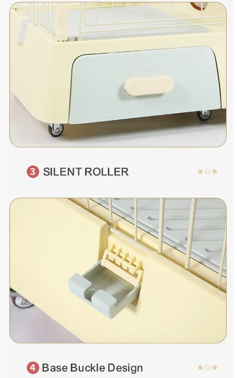 2 Tier Kitty Enclosure with Enclosed Litterbox (Yellow)