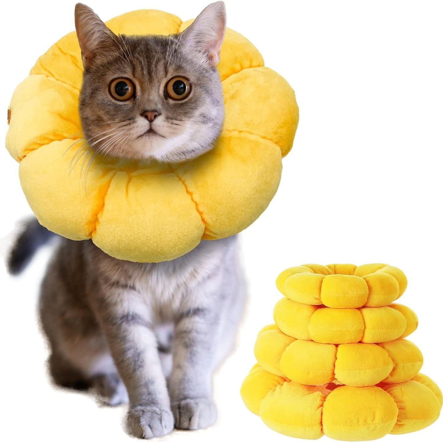 Yellow Flower Recovery Cone Elizabethan Collar - Small
