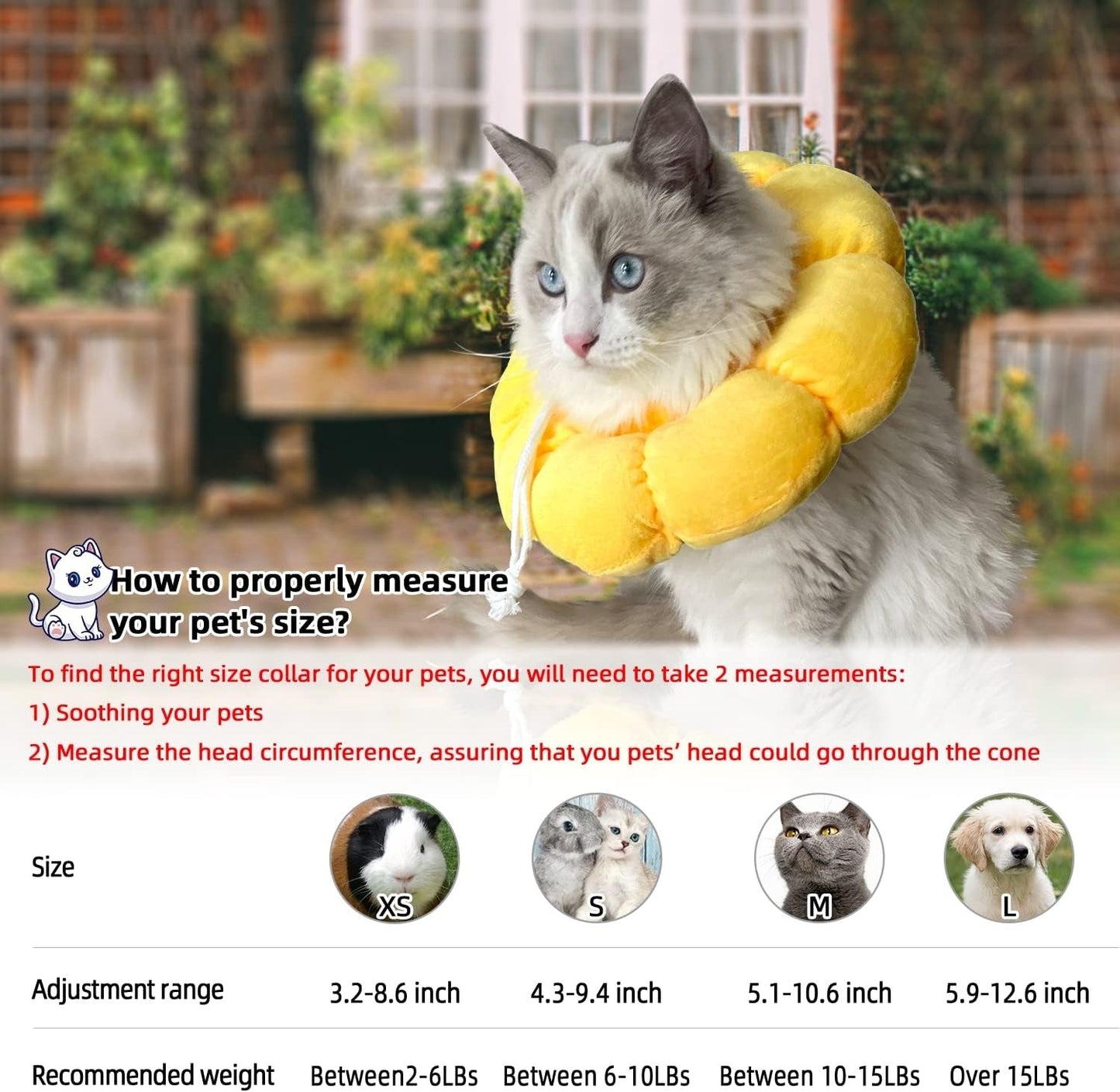 Yellow Flower Recovery Cone Elizabethan Collar - Small