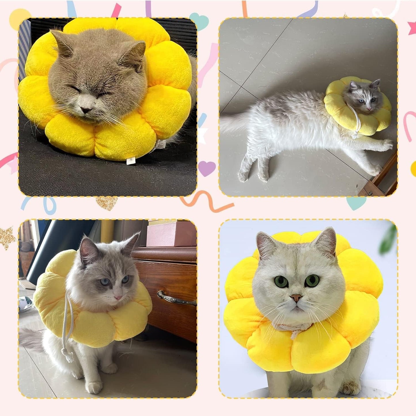 Yellow Flower Recovery Cone Elizabethan Collar - Small
