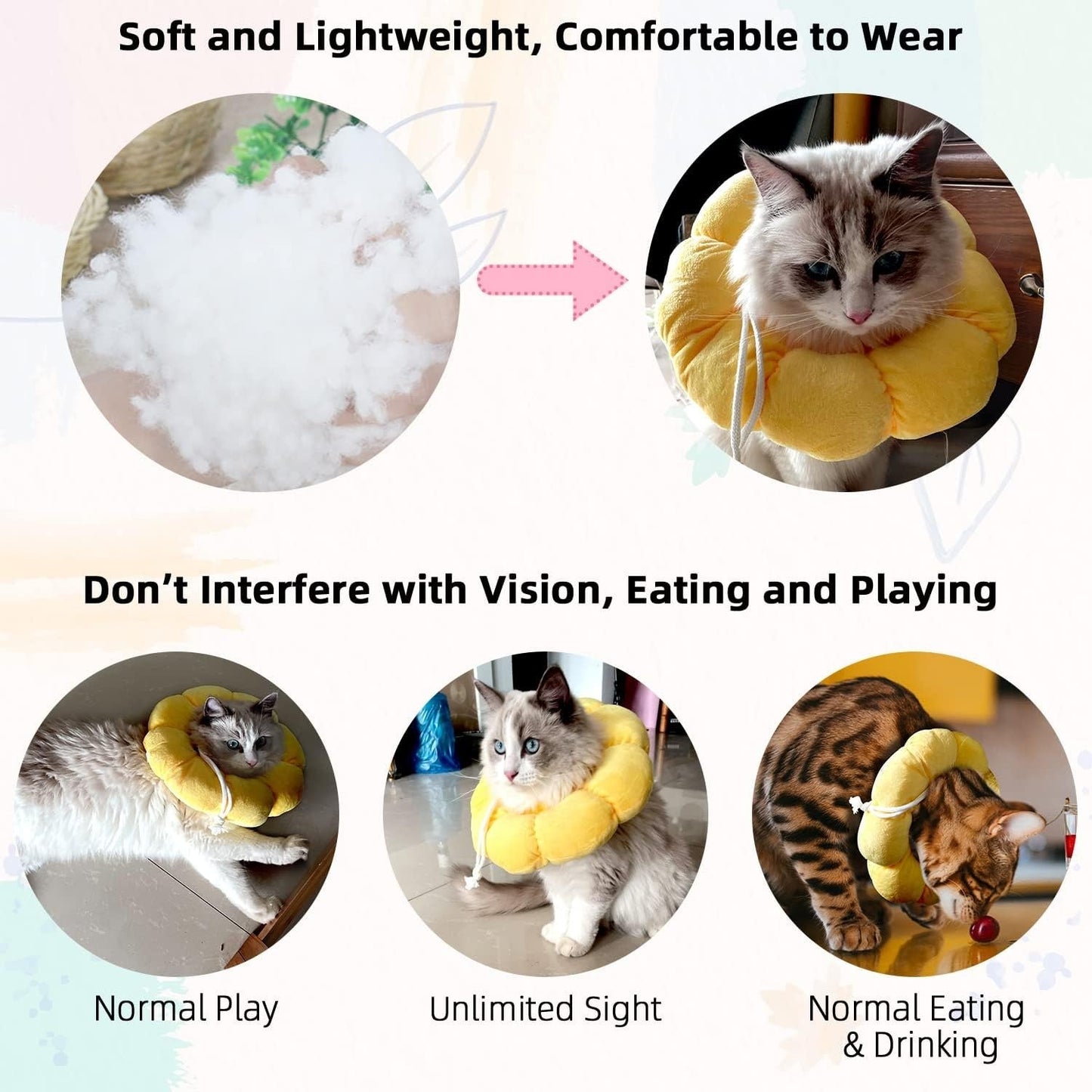 Yellow Flower Recovery Cone Elizabethan Collar - Small