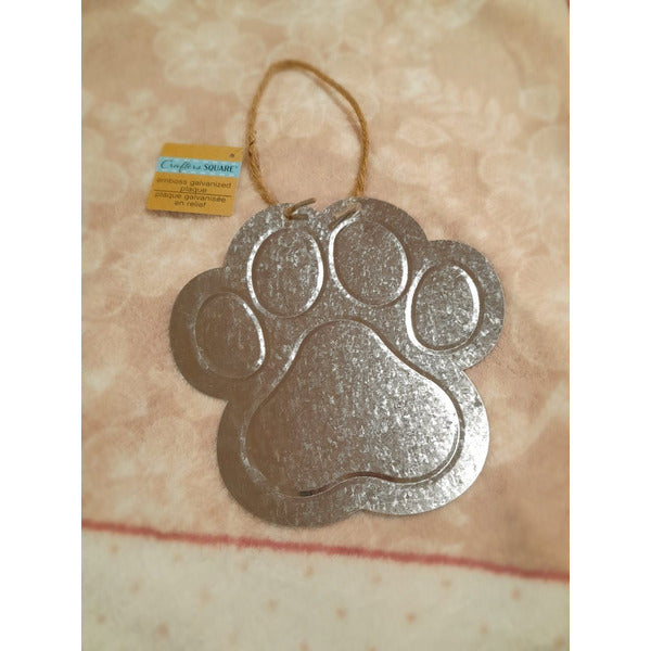 Galvanized Pawprint Decor