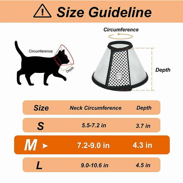 Cat Cone Adjustable Recovery Pet Cone, 8.1 Inches Lightweight Plastic