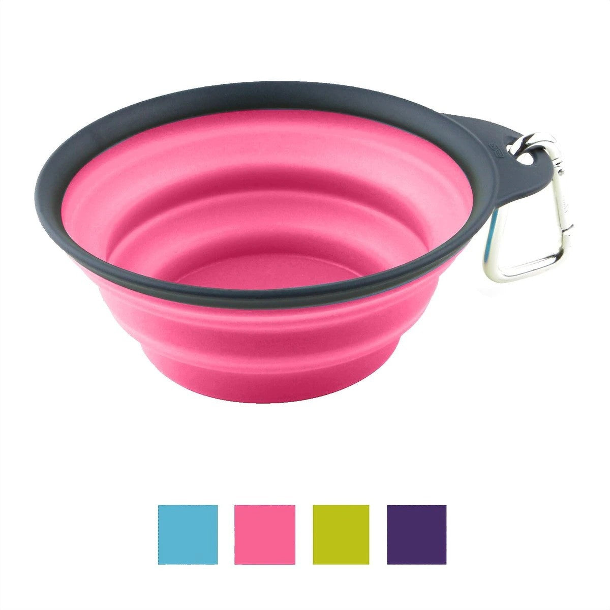 Pet Travel Non-Skid Silicone Bowl with Carabiner