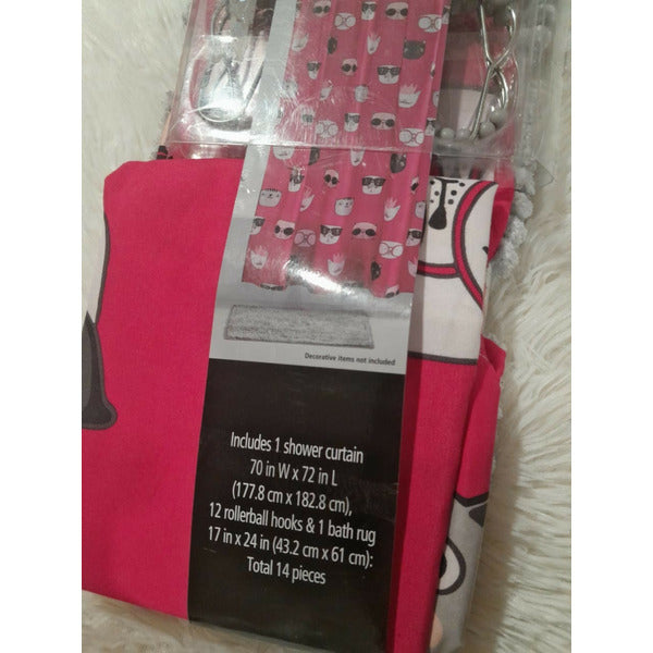 Shower Curtain and Bath Set with Rug