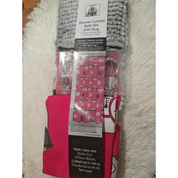 Shower Curtain and Bath Set with Rug