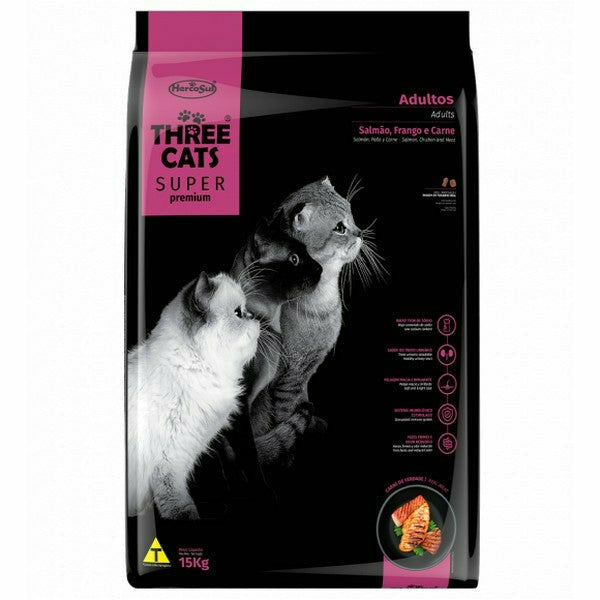 Three Cats Super Premium Adults- Salmon Chicken & Beef 3kg