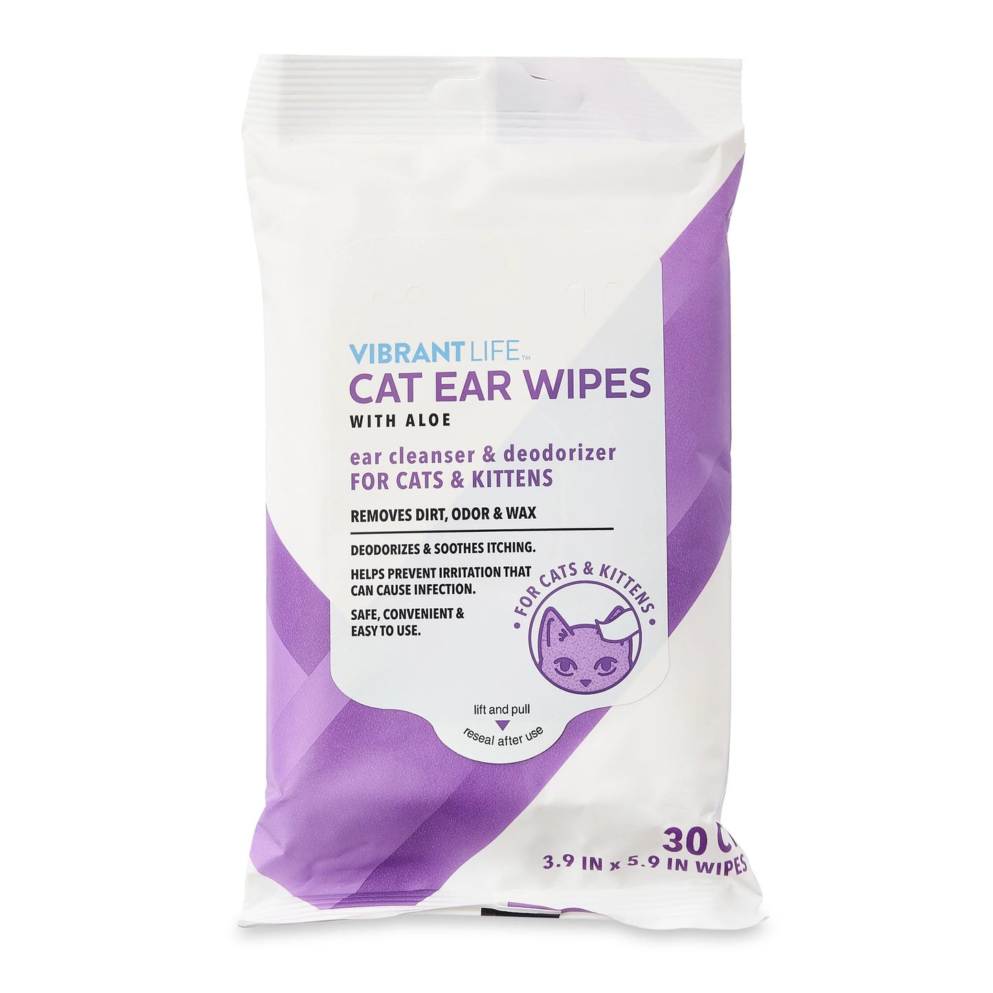 VibrantLife Cat Ear Wipes with Aloe