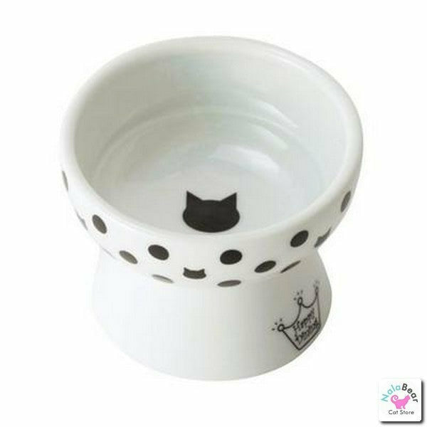 Necoichi Ceramic Elevated Cat Food Bowl, Polka Dot, 0.5-cup