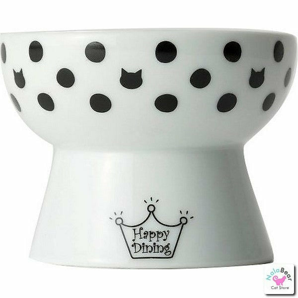 Necoichi Ceramic Elevated Cat Food Bowl, Polka Dot, 0.5-cup