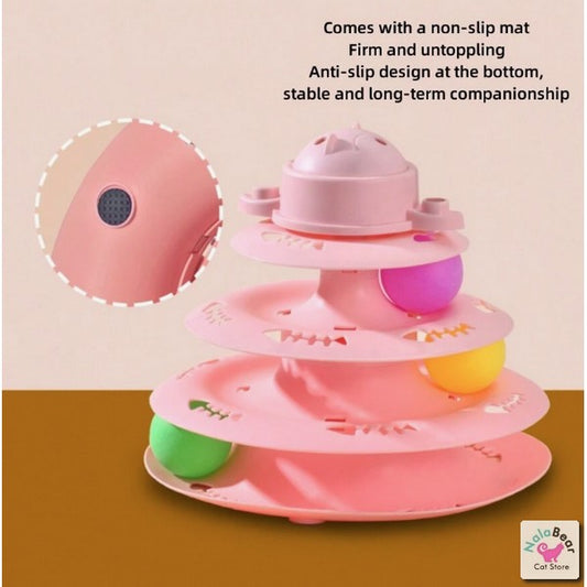 3 Tier Turntable Cat Toy - 20 cm (Pink or Blue)