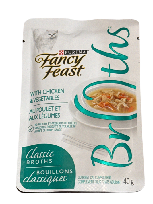 Fancy Feast Broths - Classic with Chicken & Vegetables in a decadent silky broth