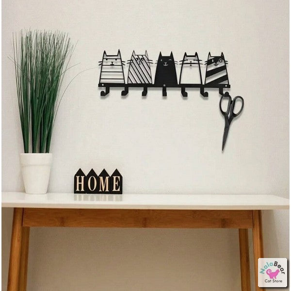 Modern Wall Mounted Cat Abstract Hook Rack