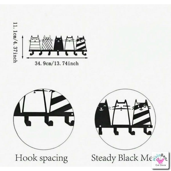 Modern Wall Mounted Cat Abstract Hook Rack