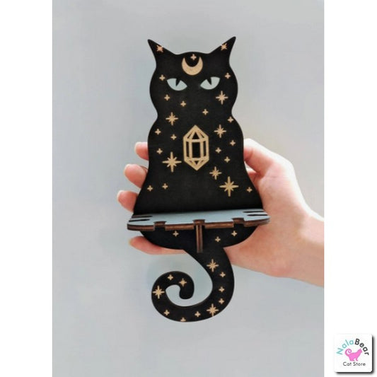 Black Cat Shelf - Crystals and necklaces