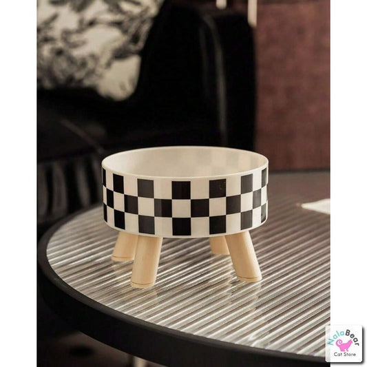 High Feeding Dish / Raised Cat Bowl (Polka Dot / Checkered)