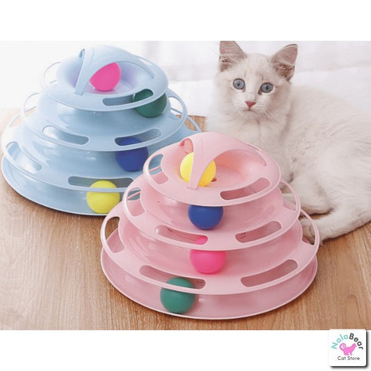 4 Tier Turntable Cat Toy Pink