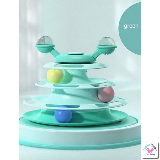 3 Tier Cat Turntable Toy with Rotating Windmill - Green