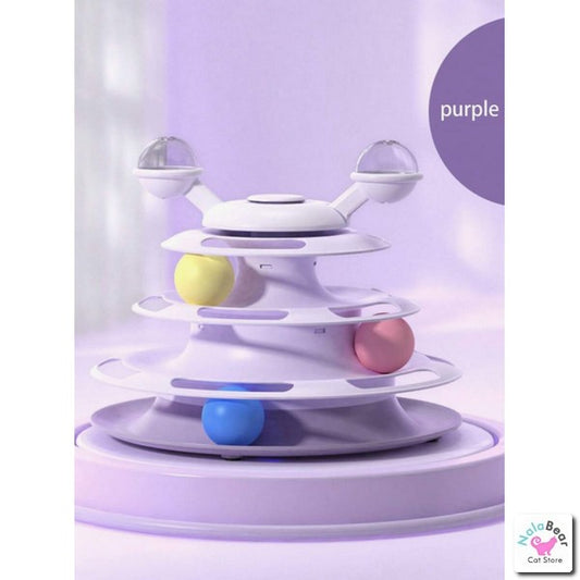 3 Tier Cat Turntable Toy with Rotating Windmill - Purple