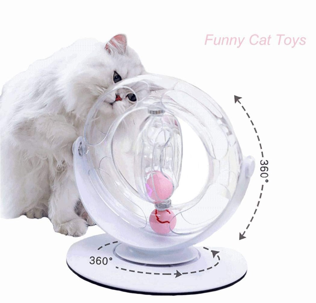 Pecute Cat Toy 360° Space Spinning Ball Toy Roller Cat Toy Mental and Physical Exercise Training Toys Equipped with Bell Dazzle Ball, Cat Mint Ball