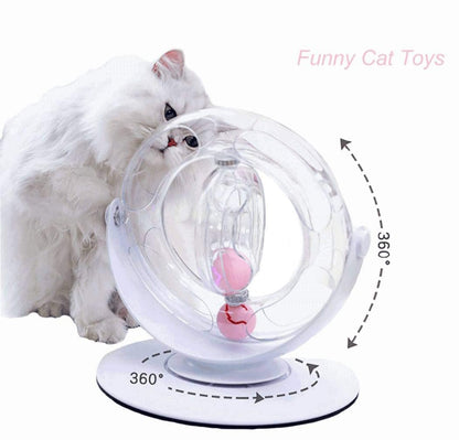 Pecute Cat Toy 360° Space Spinning Ball Toy Roller Cat Toy Mental and Physical Exercise Training Toys Equipped with Bell Dazzle Ball, Cat Mint Ball