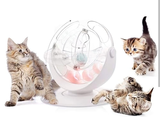 Pecute Cat Toy 360° Space Spinning Ball Toy Roller Cat Toy Mental and Physical Exercise Training Toys Equipped with Bell Dazzle Ball, Cat Mint Ball