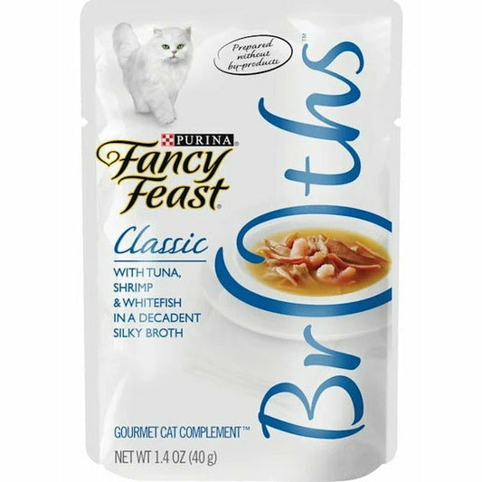 Fancy Feast Broths Wet Cat Food - Classic with Tuna, Shrimp & Whitefish