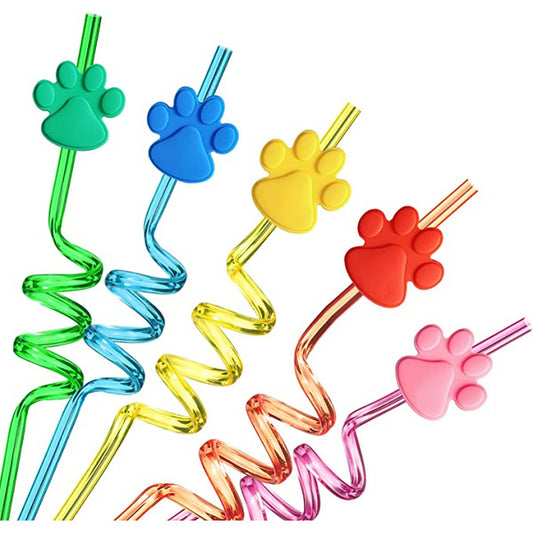 Paw Print Drinking Straws